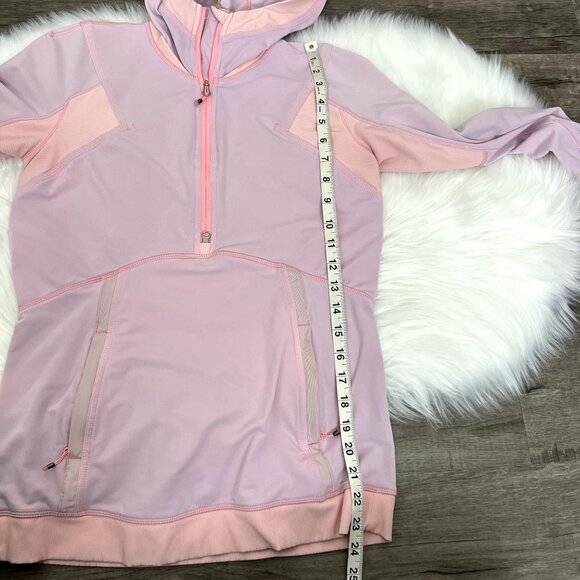Lululemon Light Pink Coral Hooded Quarter Zip Running Pullover Athletic Womens 8 - Picture 7 of 11